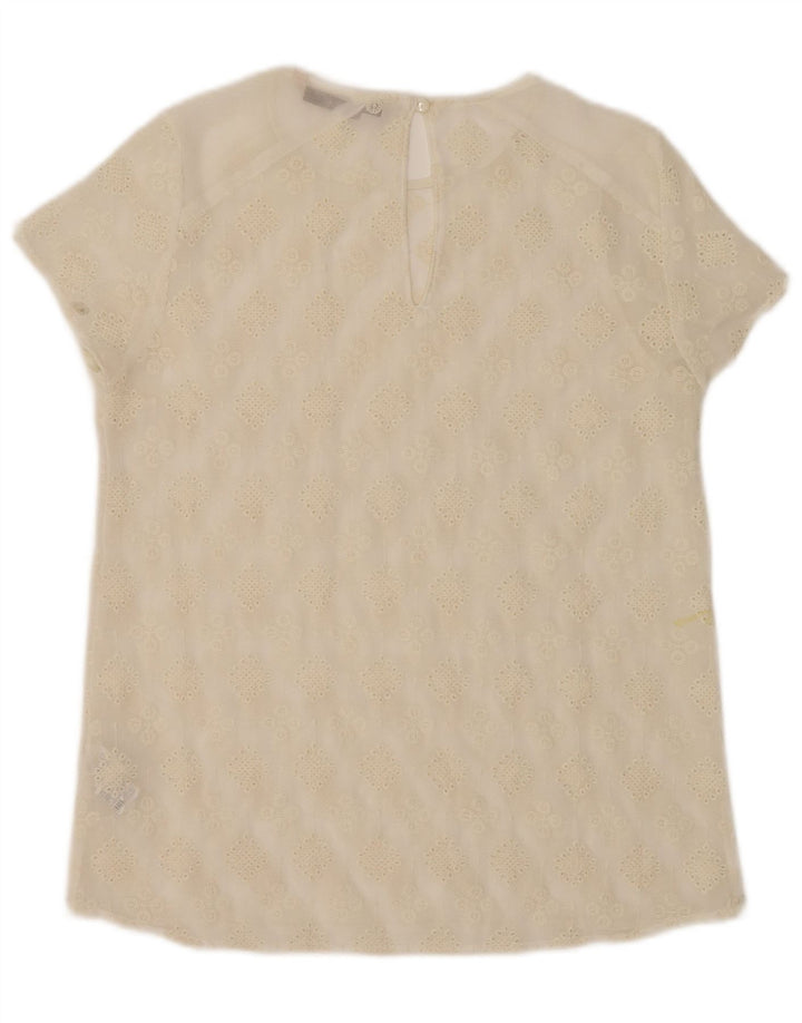 Zara Damen-Top, durchsichtig, UK 10, Größe S, gebrochenes Weiß, Blumenmuster, Polyester