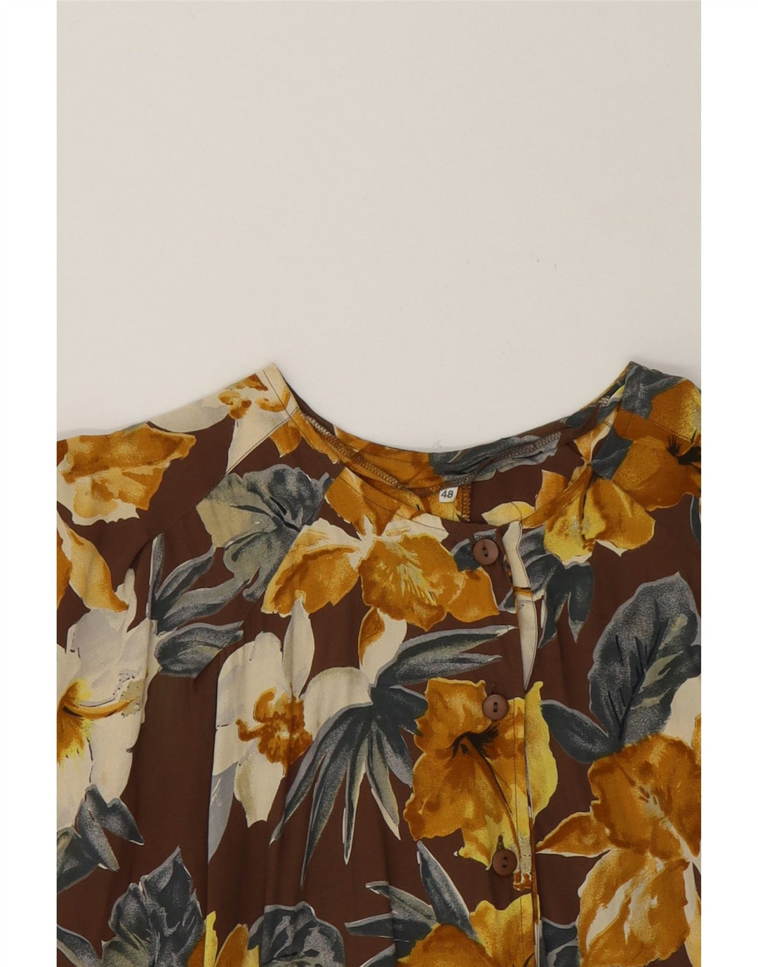VINTAGE Womens Batwing Pullover Shirt Blouse IT 48 XL Brown Floral Vintage Vintage and Second-Hand Vintage from Messina Hembry 