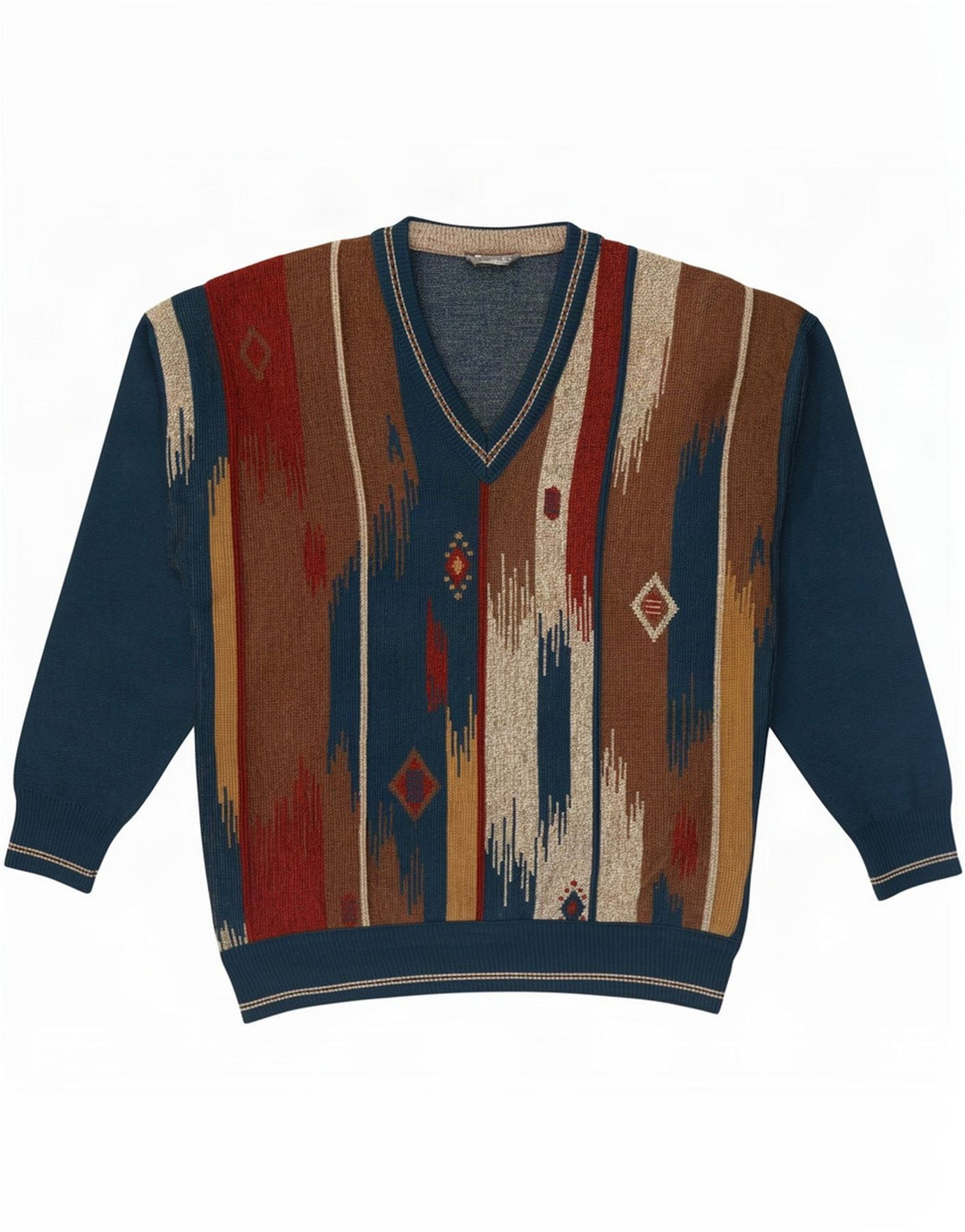 Pierre Sangan Herren-Pullover mit V-Ausschnitt IT 50 Medium Mehrfarbig