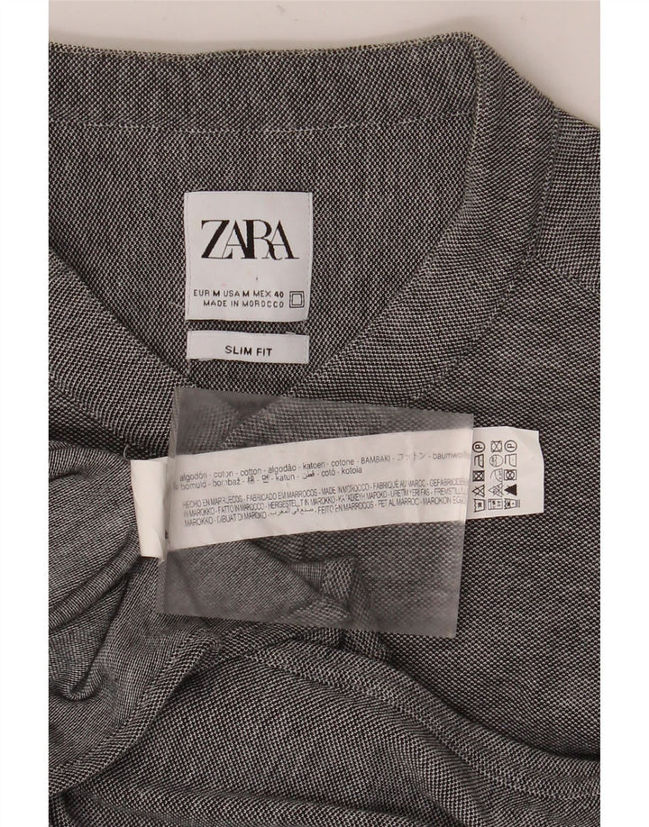 Zara Chemise Slim Fit Gris Moyen Coton