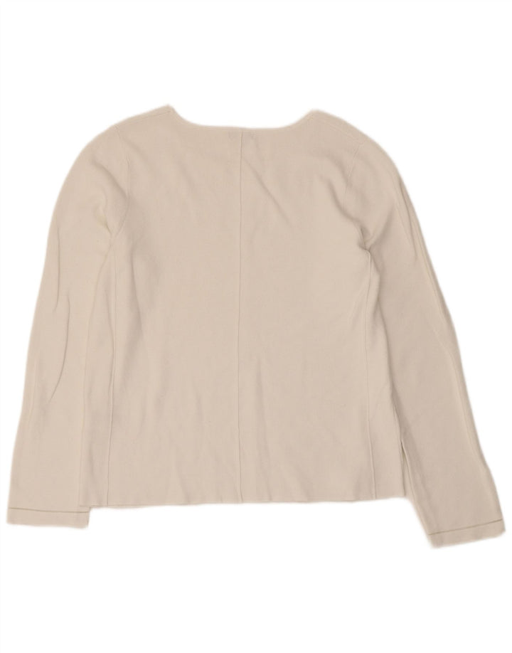 Jigsaw Mujer Top Manga Larga UK 42 Viscosa Blanca Mediana