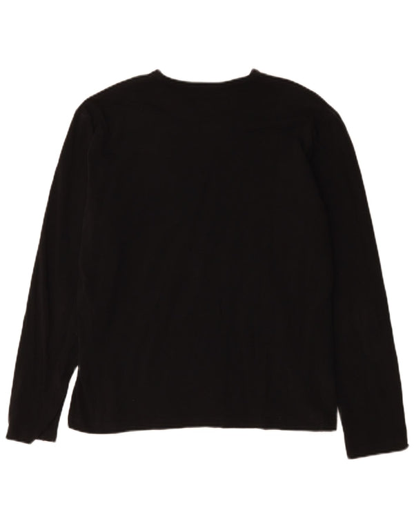 Calvin Klein Jeans Womens Top Long Sleeve UK 14 Medium Black Cotton