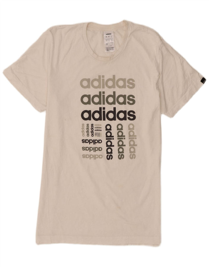 Adidas Mens Graphic T-Shirt Top Medium White Cotton