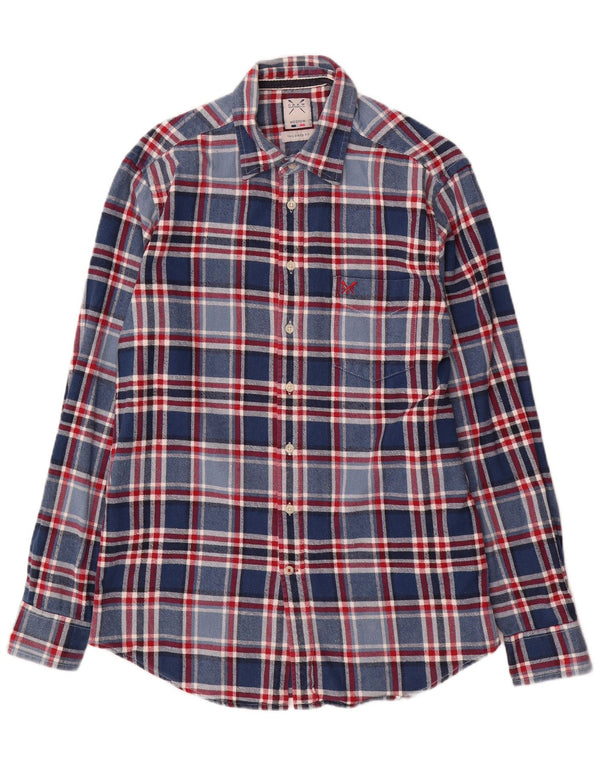 Crew Clothing Mens Tailored Fit Flannel Shirt Medium Blue Check Cotton