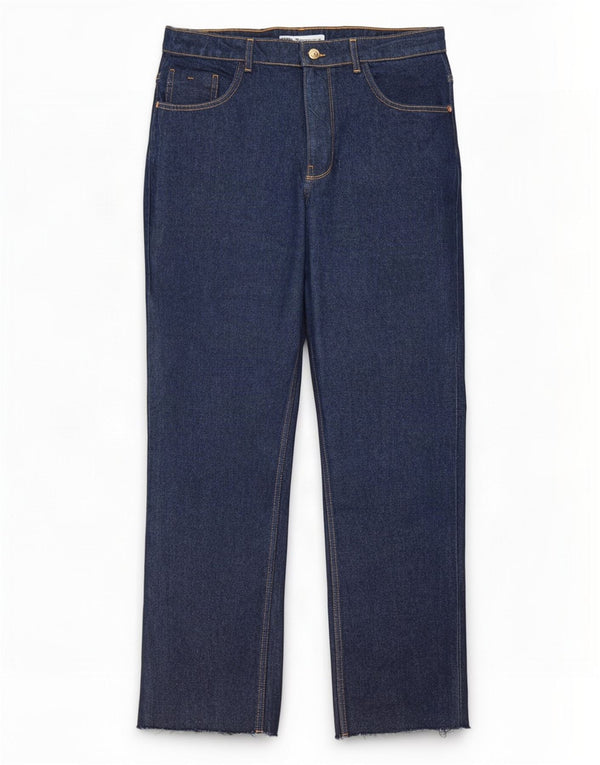 Jeans dritti da donna Zara EU 44 XL W34 L28 Cotone blu navy