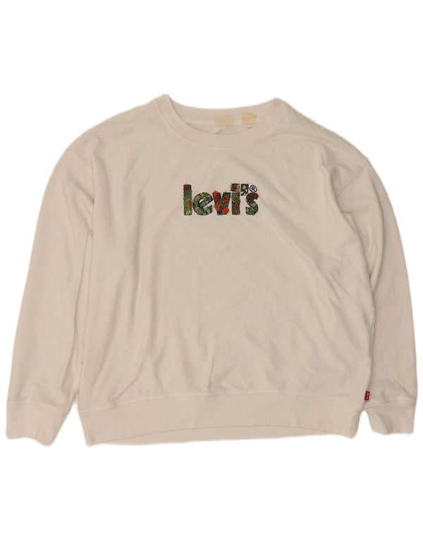 Felpa grafica da donna Levi's UK 18 XL cotone bianco