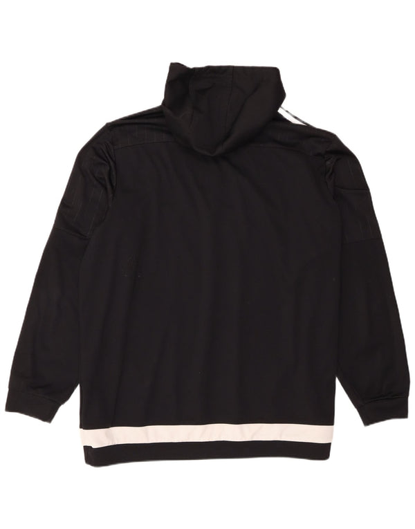 Adidas Mens Hoodie Jumper 2XL Black Colourblock Polyester Sports