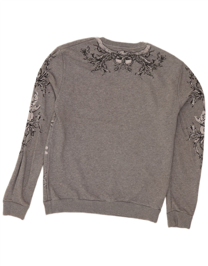 Felpa grafica da uomo Zara in cotone floreale grigio medio