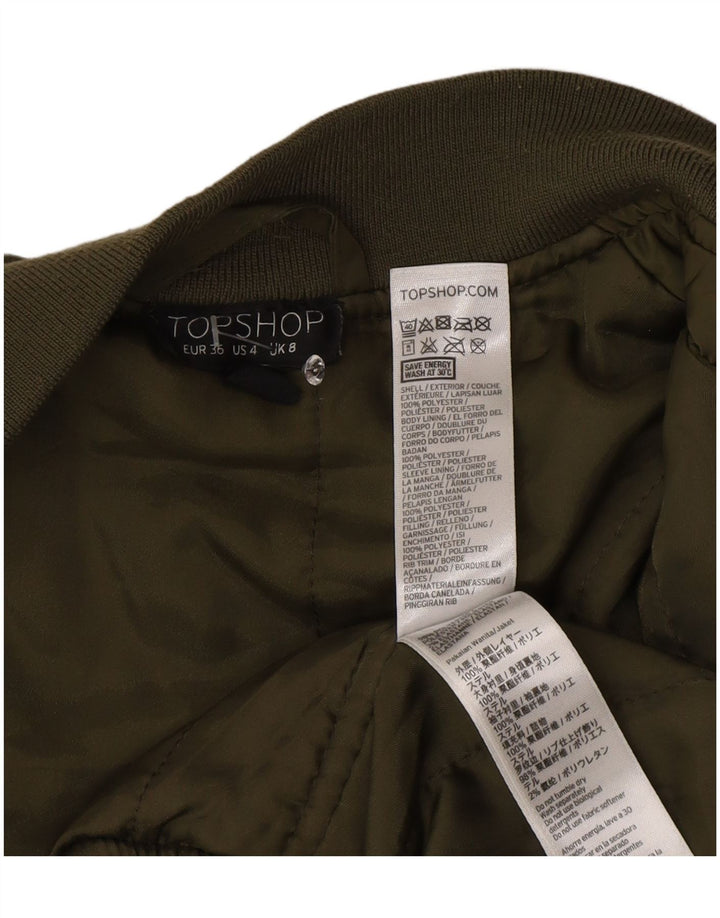 Topshop Chaqueta Bomber Acolchada para Mujer UK 8 Small Poliéster Verde