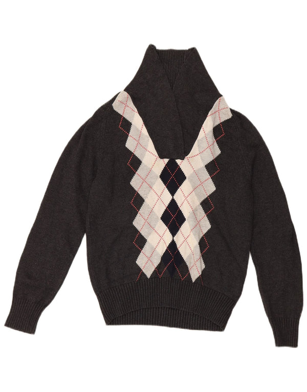 Tommy Hilfiger Pull à col châle pour femme UK 14 Large Gris