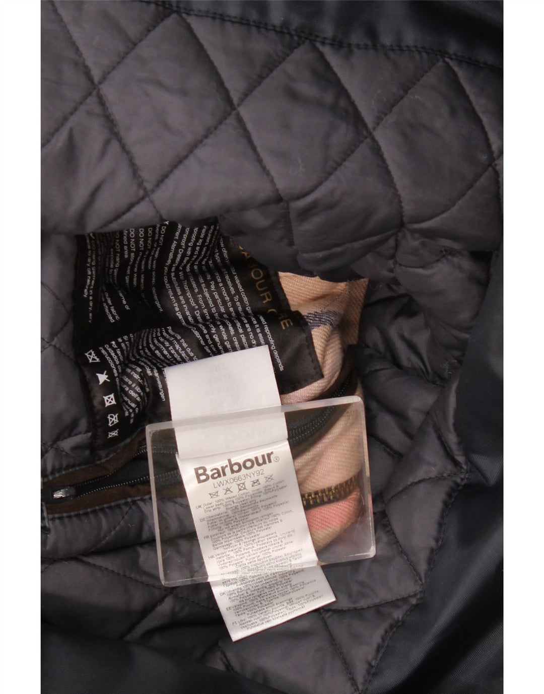 Barbour Dame Windbreaker Jacket UK 14 Large Navy Blue Bomuld