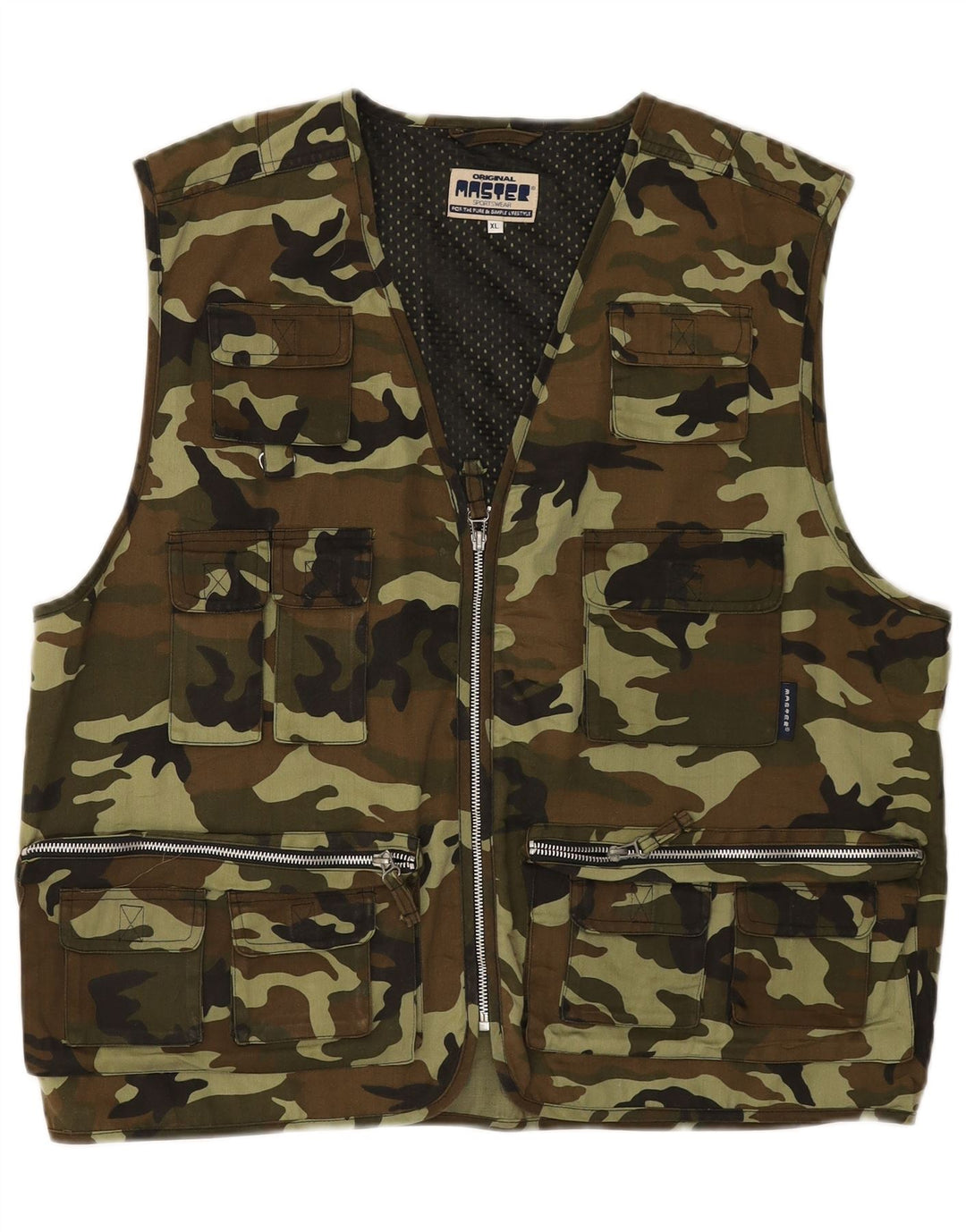 MASTER Mens Utility Gilet UK 42 XL Khaki Camouflage Polyester