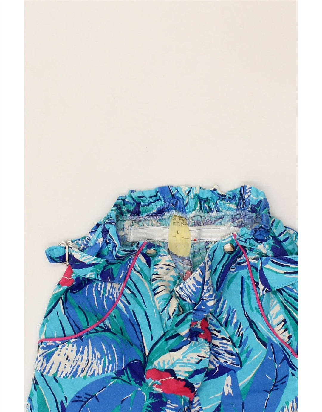 VINTAGE Womens Abstract Pattern Shorts Large W22 Blue Cotton Vintage Vintage and Second-Hand Vintage from Messina Hembry 