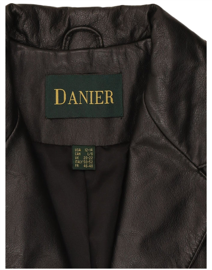 DANIER Womens Leather Jacket UK 20/22 2XL Black Leather