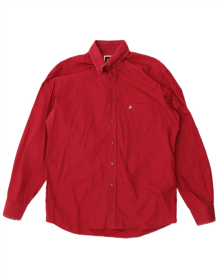 Roccobarocco Mens Shirt Size 16 41 Large Red Cotton