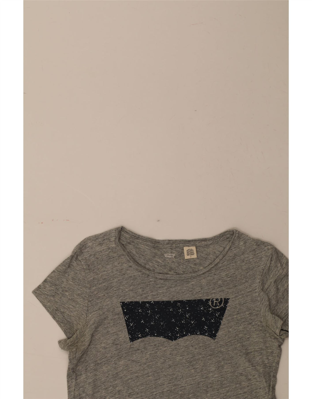 LEVI'S Womens Graphic T-Shirt Top UK 12 Medium Grey Flecked Vintage Levi's and Second-Hand Levi's from Messina Hembry 