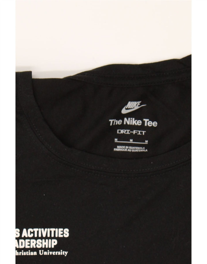 NIKE Womens Dri Fit Graphic T-Shirt Top UK 12 Medium Black Polyester Vintage Nike and Second-Hand Nike from Messina Hembry 