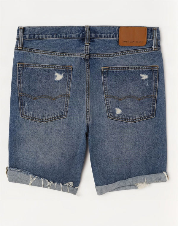 Ανδρικό τζιν σορτς American Eagle Distressed W31 από μεσαίο μπλε βαμβακερό