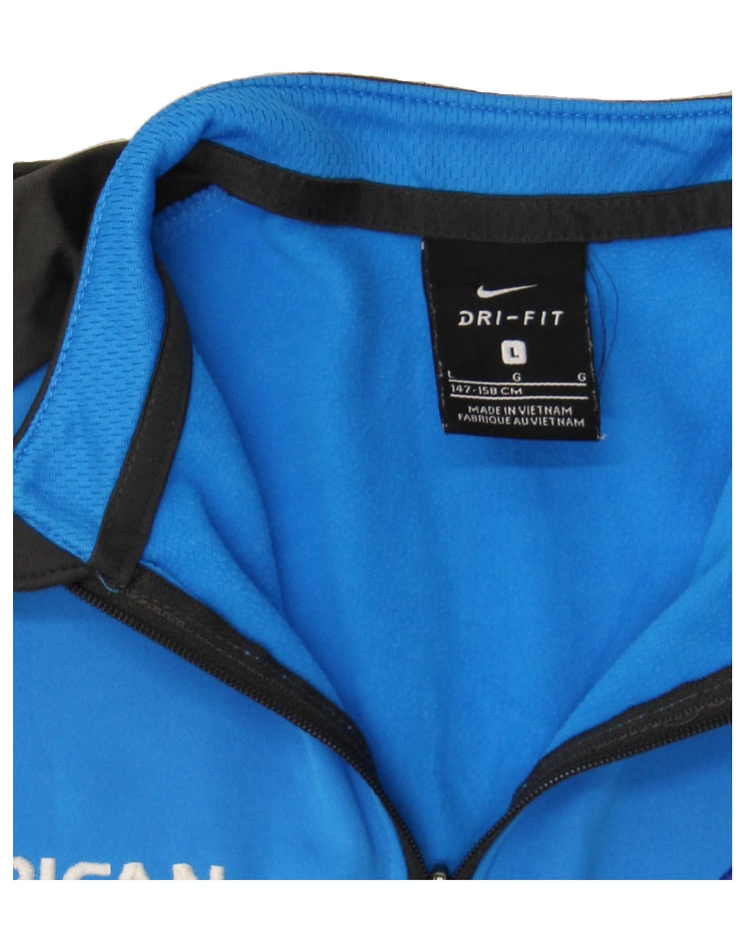 NIKE Boys Dri Fit Pullover Tracksuit Top 12-13 Years Large Blue Vintage Nike and Second-Hand Nike from Messina Hembry 