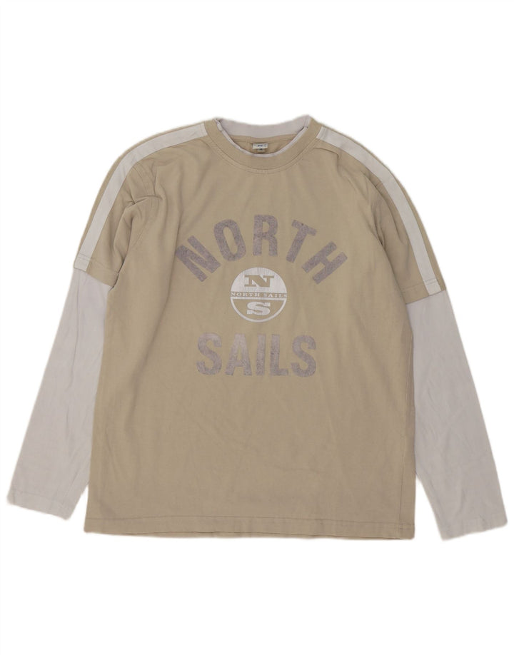 North Sails Herre Grafisk Top Langærmet Medium Beige Colourblock Bomuld