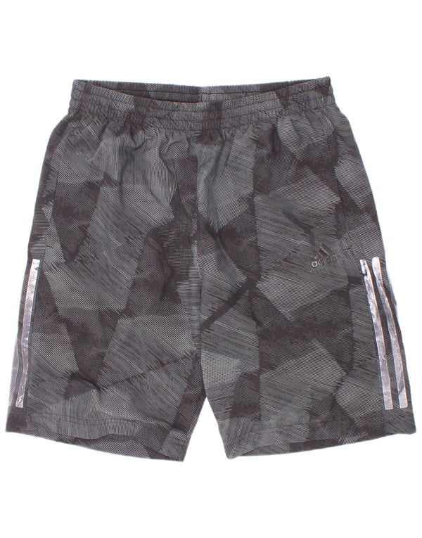 Adidas Boys Climalite Sport Shorts 13-14 Years Grey Geometric Polyester