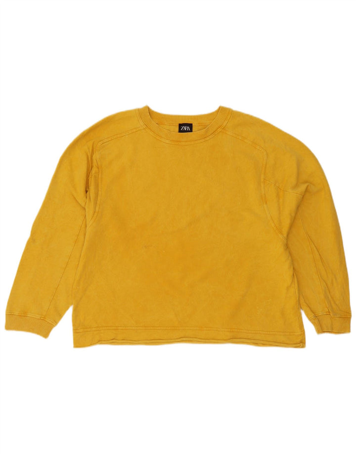 Zara Womens Oversized Sweatshirt Jumper UK 10 Small Yellow Cotton
