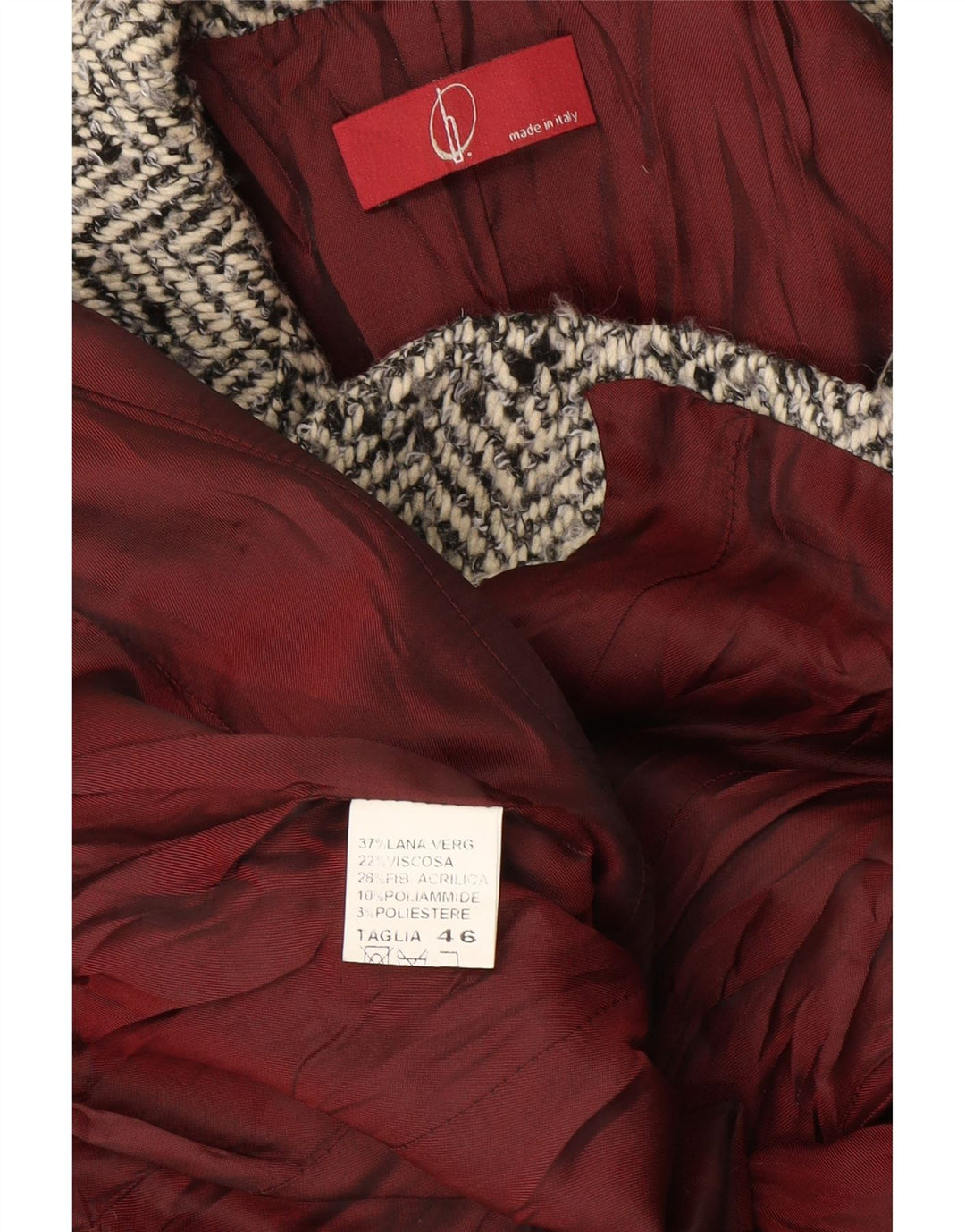 Vintage Womens 2 Button Blazer Jacket IT 46 Large Grey Herringbone Wool