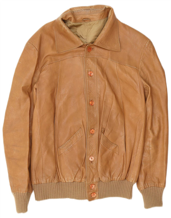 Vintage Mens Leather Jacket IT 54 2XL Brown