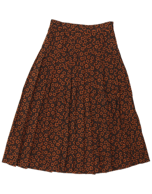 Vintage Womens Knife Pleated Skirt IT 42 Medium W28 Brown Floral