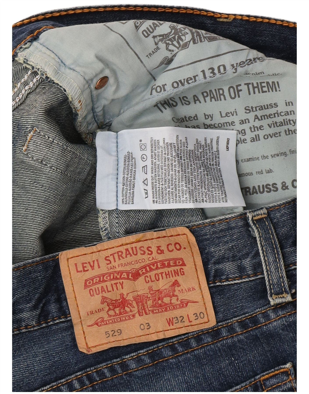 Levi's Damen 529 Flared Jeans W32 L27 Blaue Baumwolle