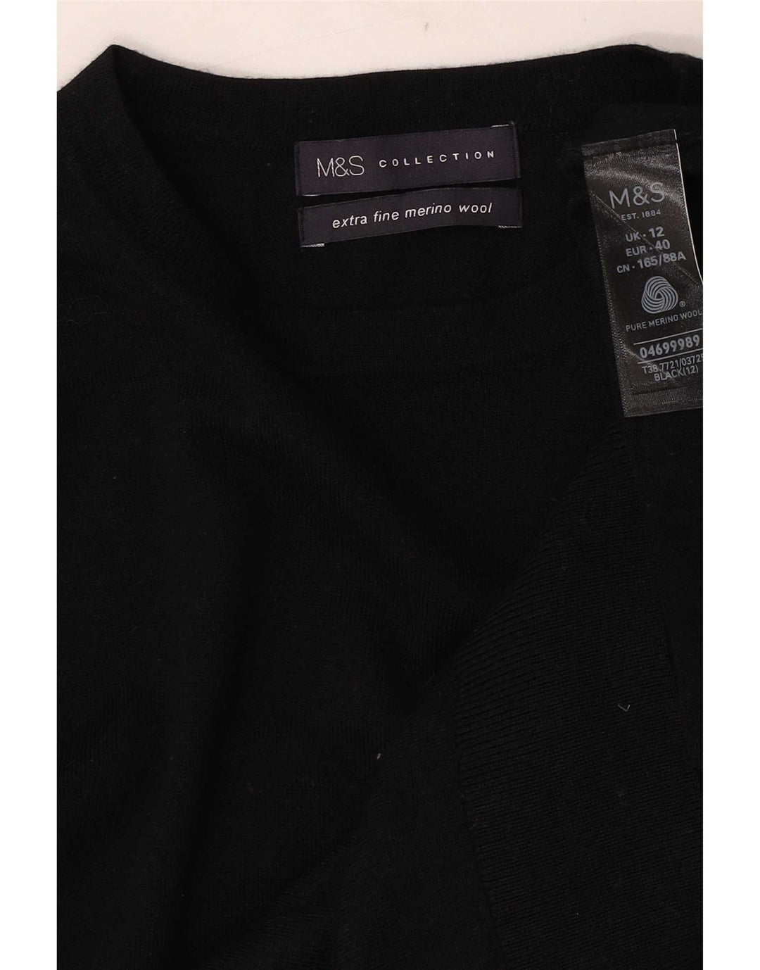 Marks & Spencer Womens Crew Neck Jumper Sweater UK 12 Medium Black