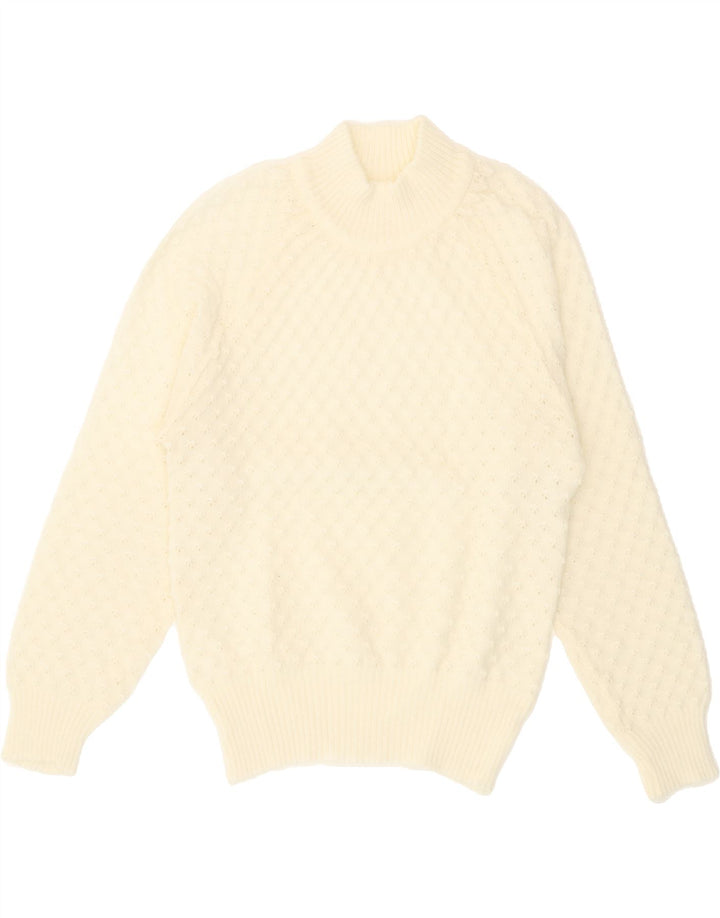 VINTAGE Womens Turtle Neck Jumper Sweater UK 12 Medium Off White Vintage Vintage and Second-Hand Vintage from Messina Hembry 