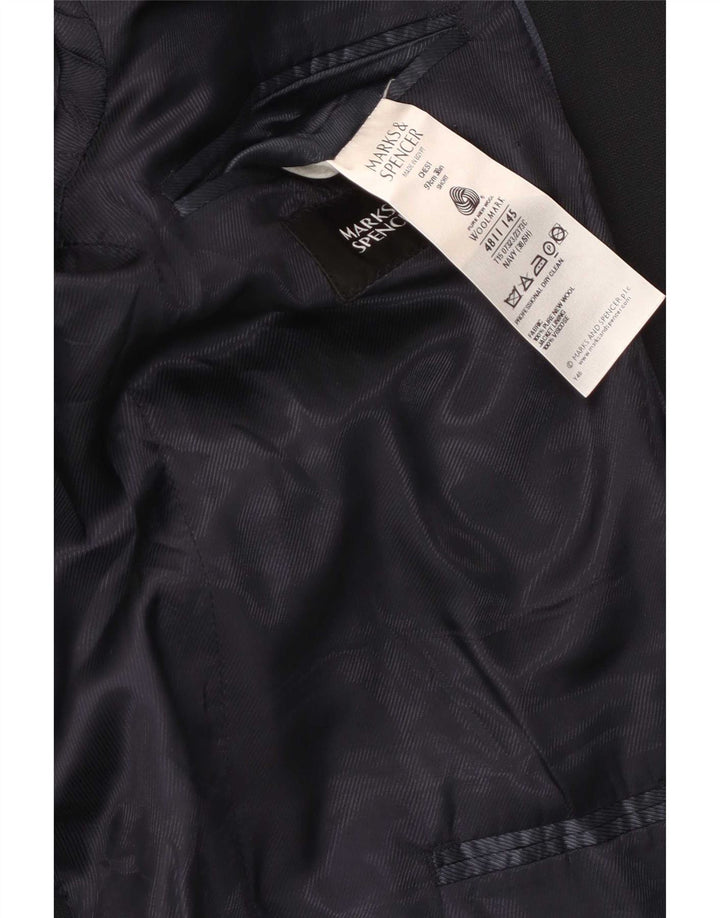 Jaqueta blazer masculina de 2 botões Marks & Spencer EU 38 médio azul marinho nova lã