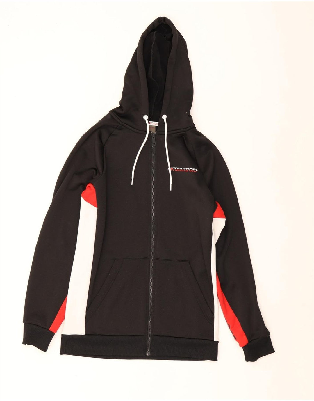 Tommy Hilfiger Mens Zip Hoodie Sweater Small Black Colourblock Polyester