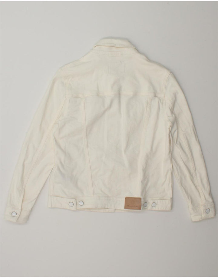 MASSIMO DUTTI Womens Denim Jacket UK 14 Medium White Cotton Vintage Massimo Dutti and Second-Hand Massimo Dutti from Messina Hembry 