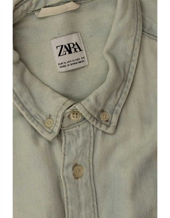 Chemise En Jean XL Bleu Coton Zara Homme