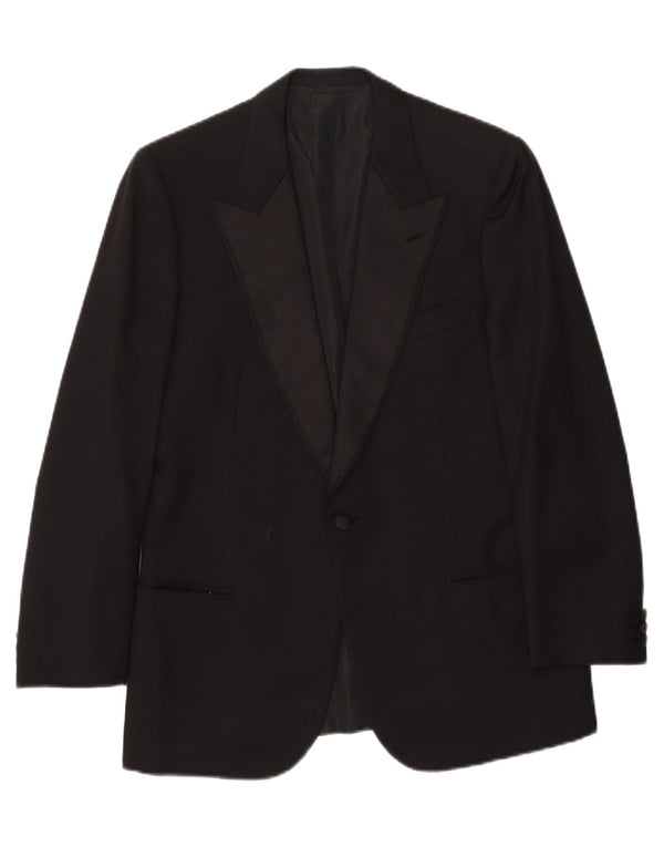 Bresci Veste Blazer 1 Bouton pour Homme UK 40 Grande Laine Noire