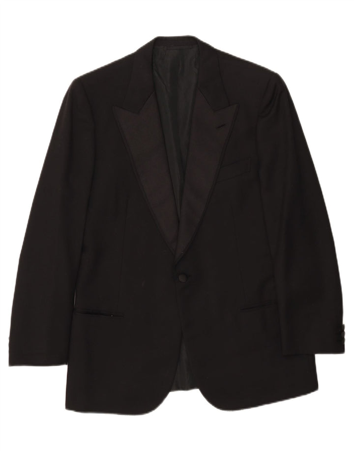 Bresci Veste Blazer 1 Bouton pour Homme UK 40 Grande Laine Noire