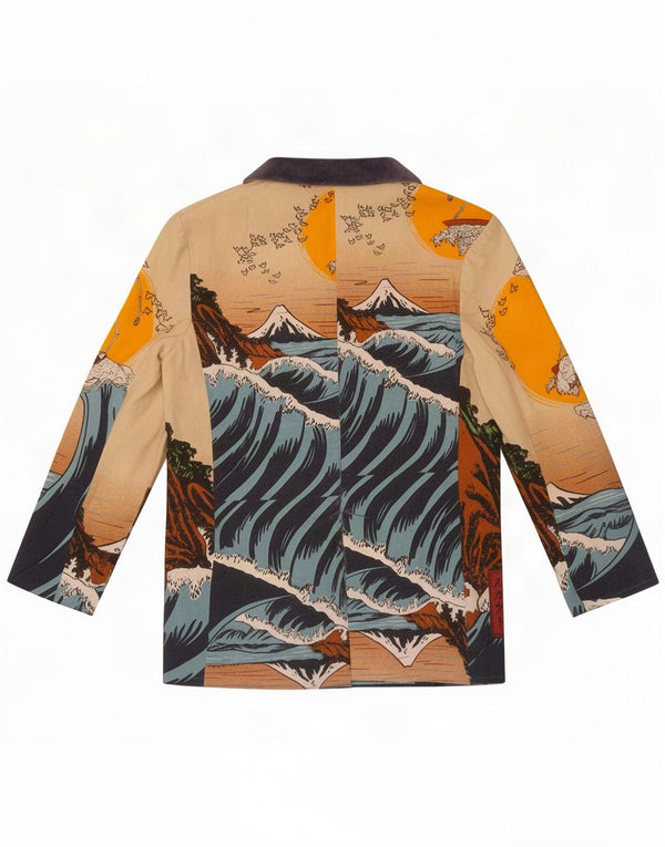 Jaqueta blazer feminina vintage com padrão abstrato Reino Unido 10 pequena multicolorida