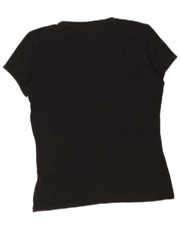 Guess T-shirt grafica da donna Top UK 16 Large Nero Cotone