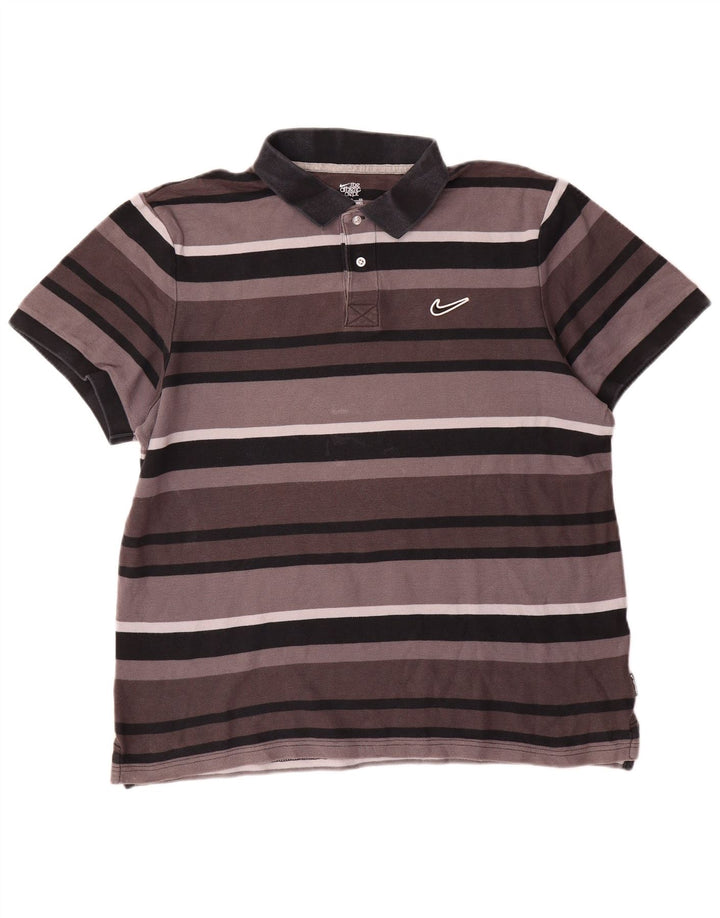 Nike herre poloshirt XL grå stribet