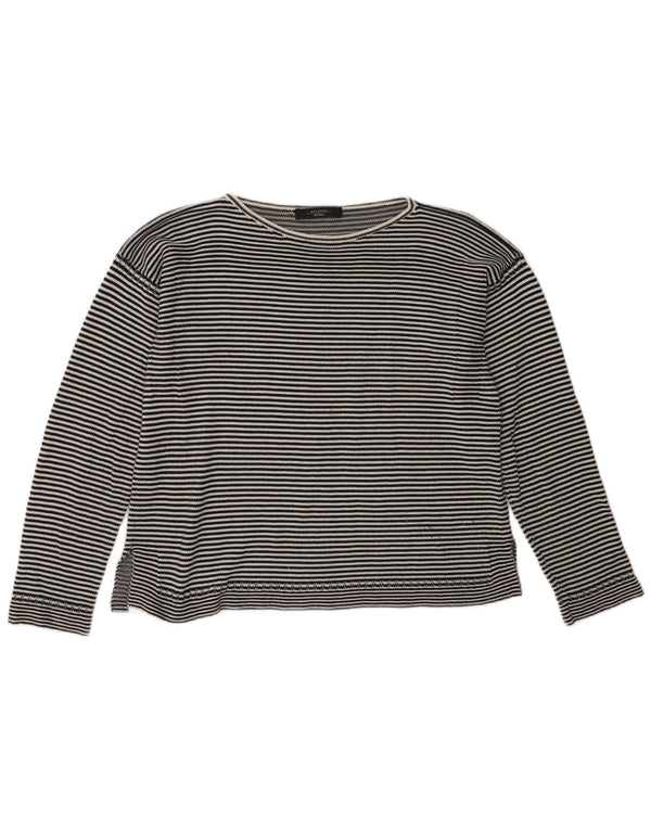 Max Mara Womens Weekend Top Long Sleeve UK 16 Large Black Pinstripe