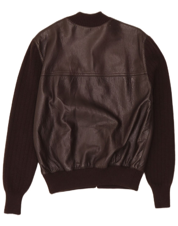 Vintage damestrikket læderjakke IT 44 Medium Brun