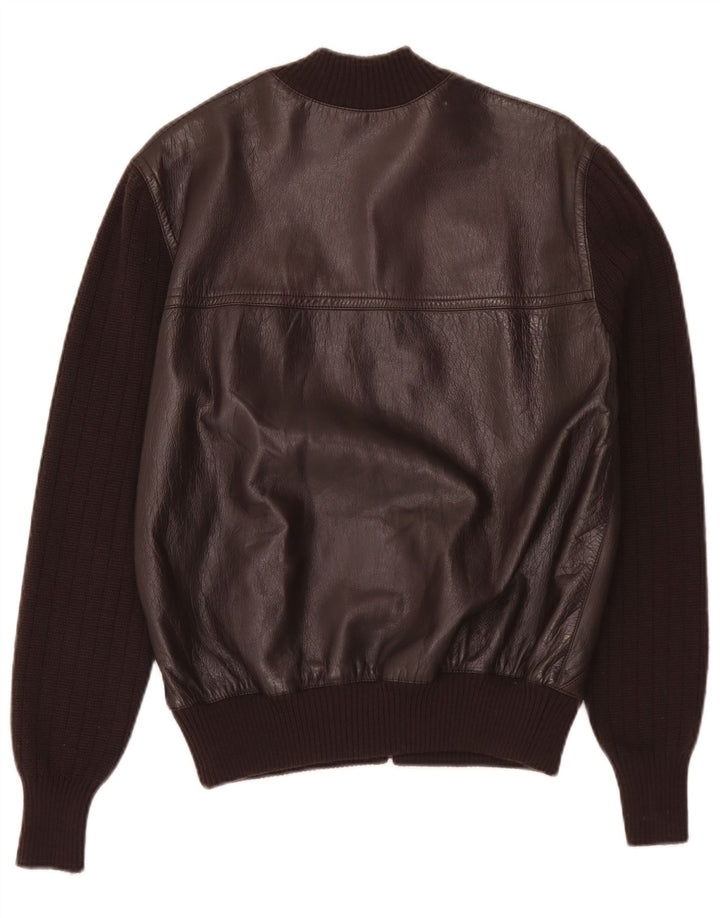 Vintage damestrikket læderjakke IT 44 Medium Brun