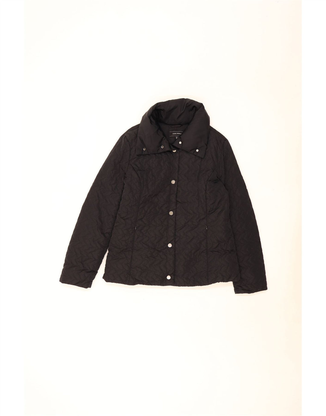 Zara Mujer Chaqueta Acolchada UK 46 Grande Poliéster Negro