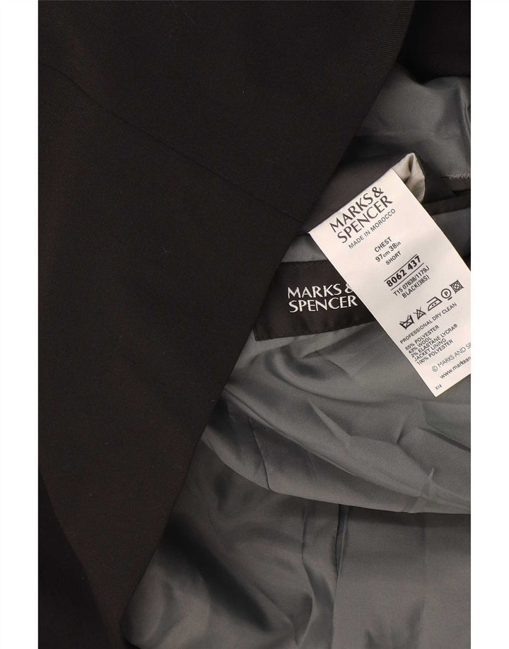 Marks & Spencer Mens Short 3 Button Blazer Jacket UK 38 Medium Black
