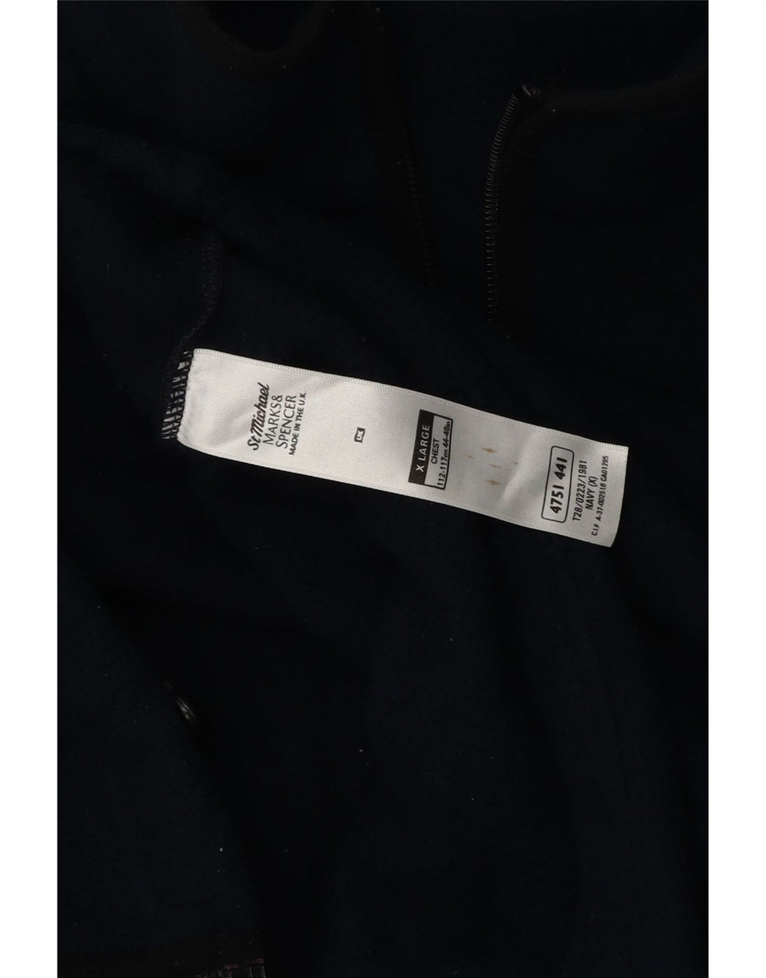 MARKS & SPENCER Mens Fleece Jacket UK 42 XL Navy Blue Polyester