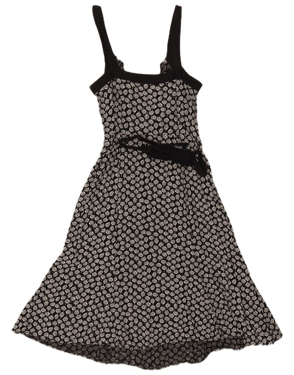 Wallis Womens Sleeveless A-Line Dress UK 14 Medium Black Floral Viscose