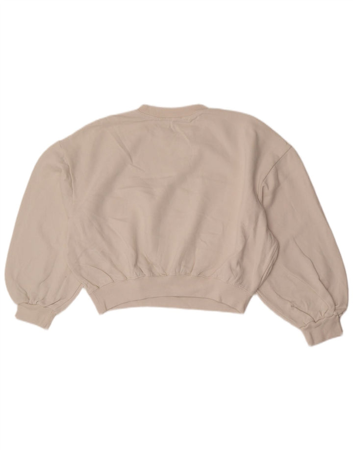 Zara Womens Oversized Crop 3/4 Sleeve Sweatshirt Jumper UK 14 Medium White