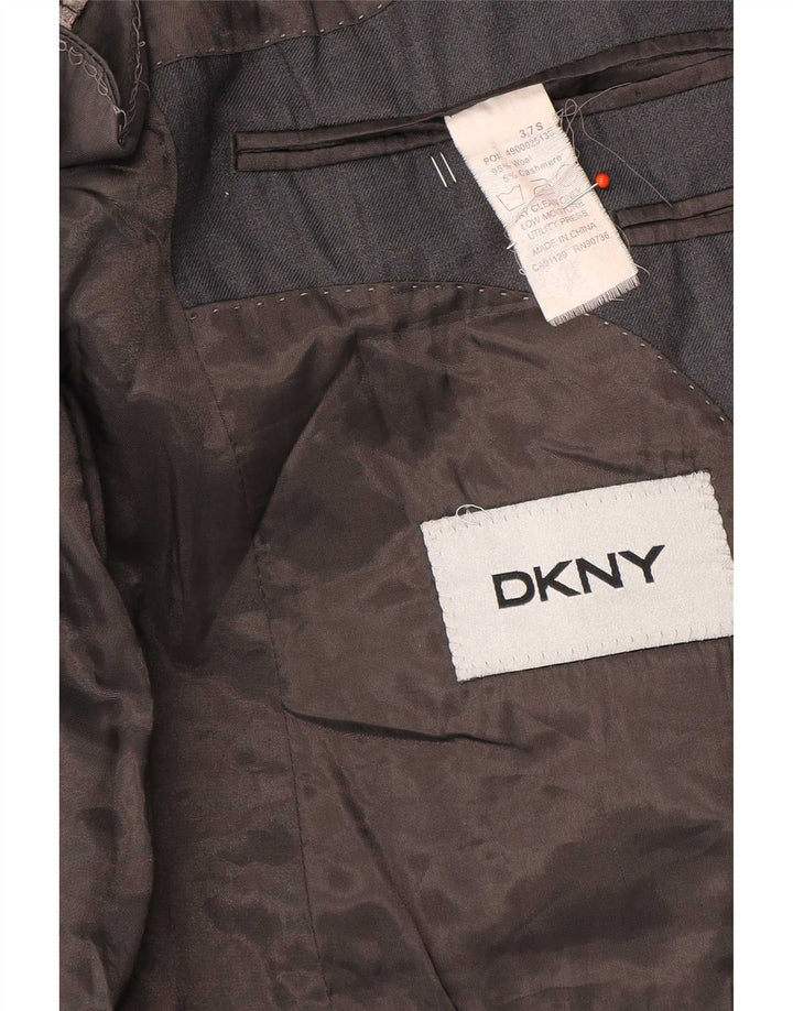 Giacca blazer da uomo a 2 bottoni Dkny UK 37 piccola lana grigia
